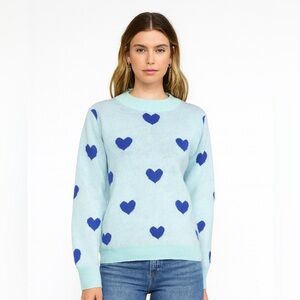 Dazy Blue Heart‎ Pattern Sweater